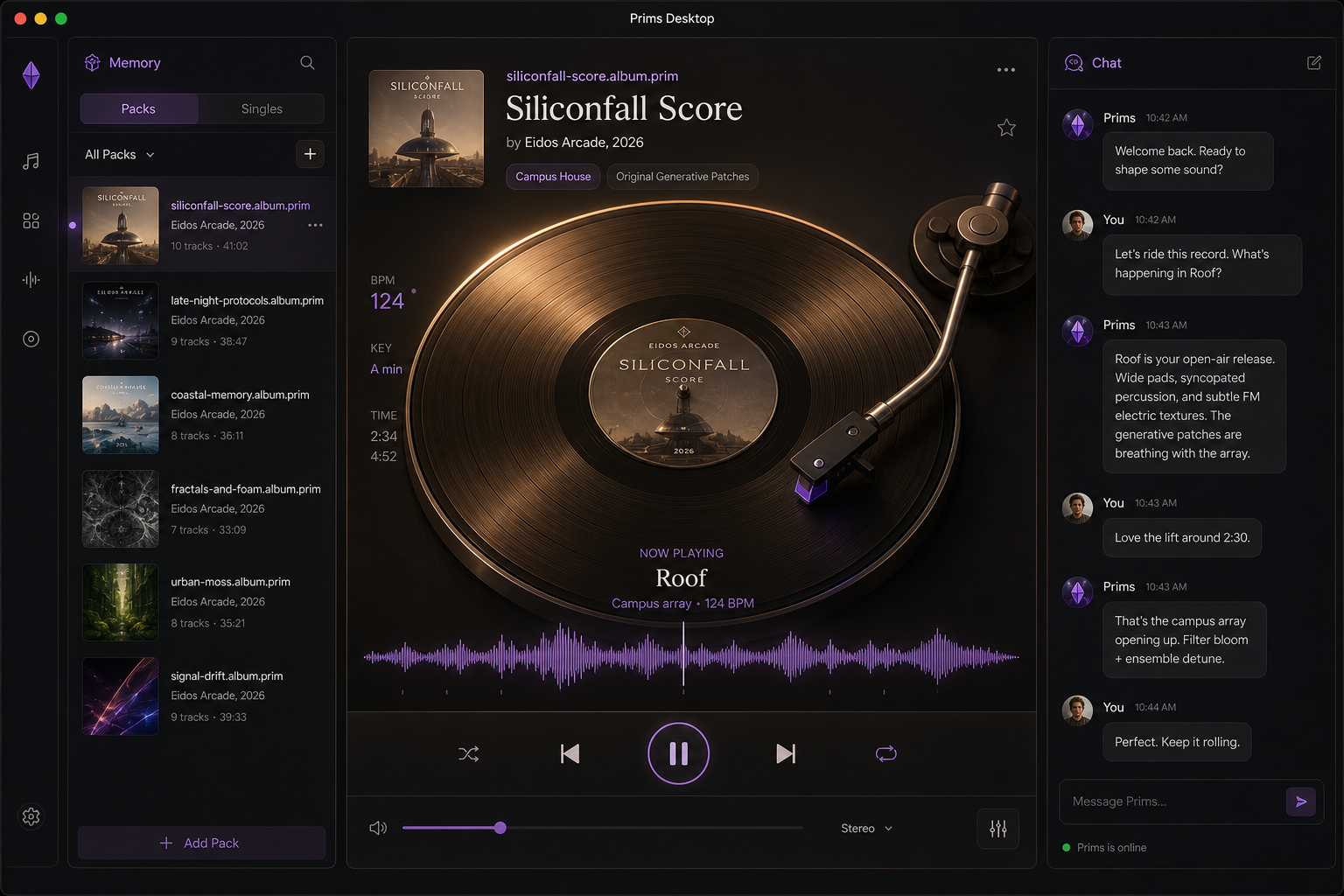 Album-player Siliconfall Score in Prims Desktop