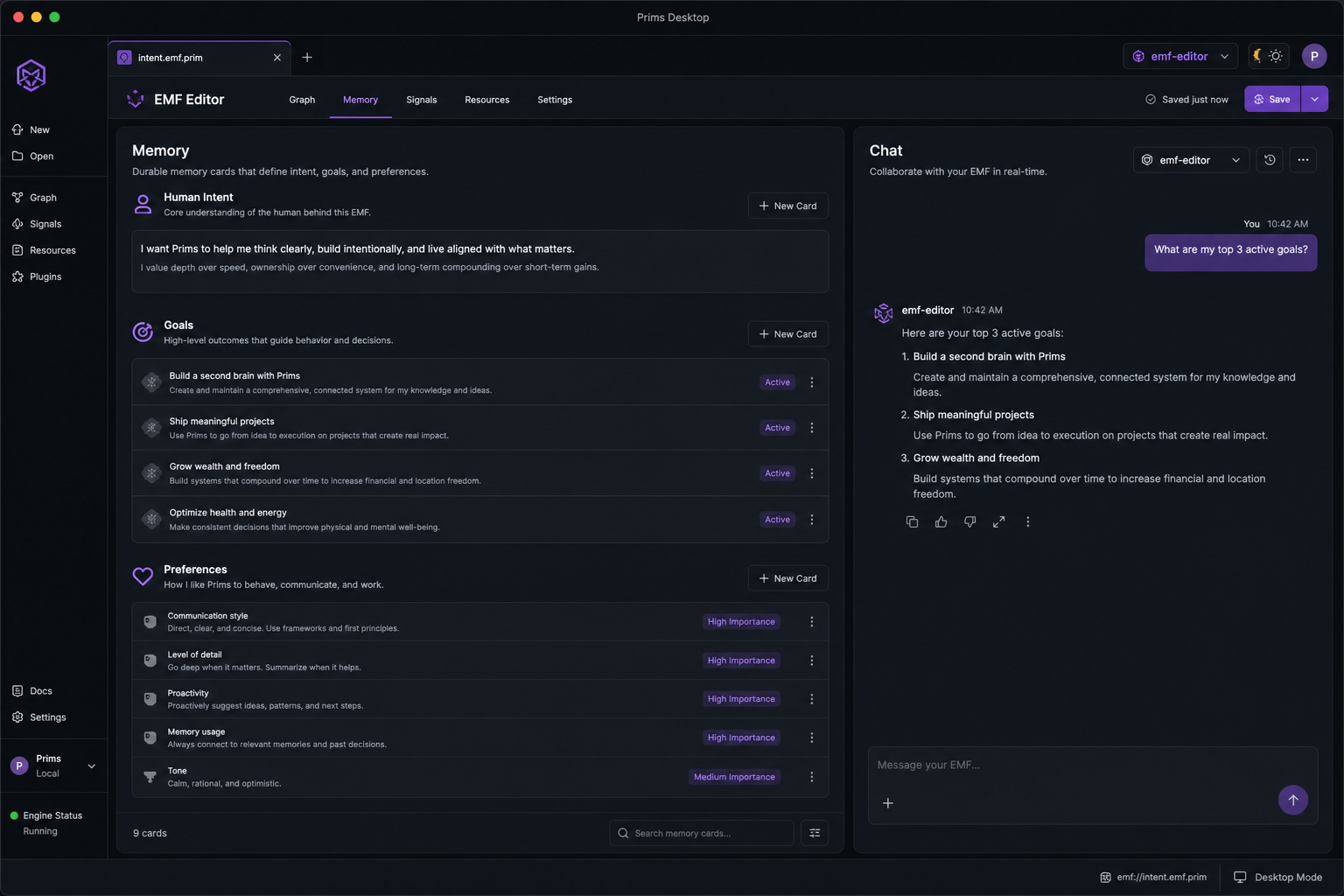 EMF intent memory viewer