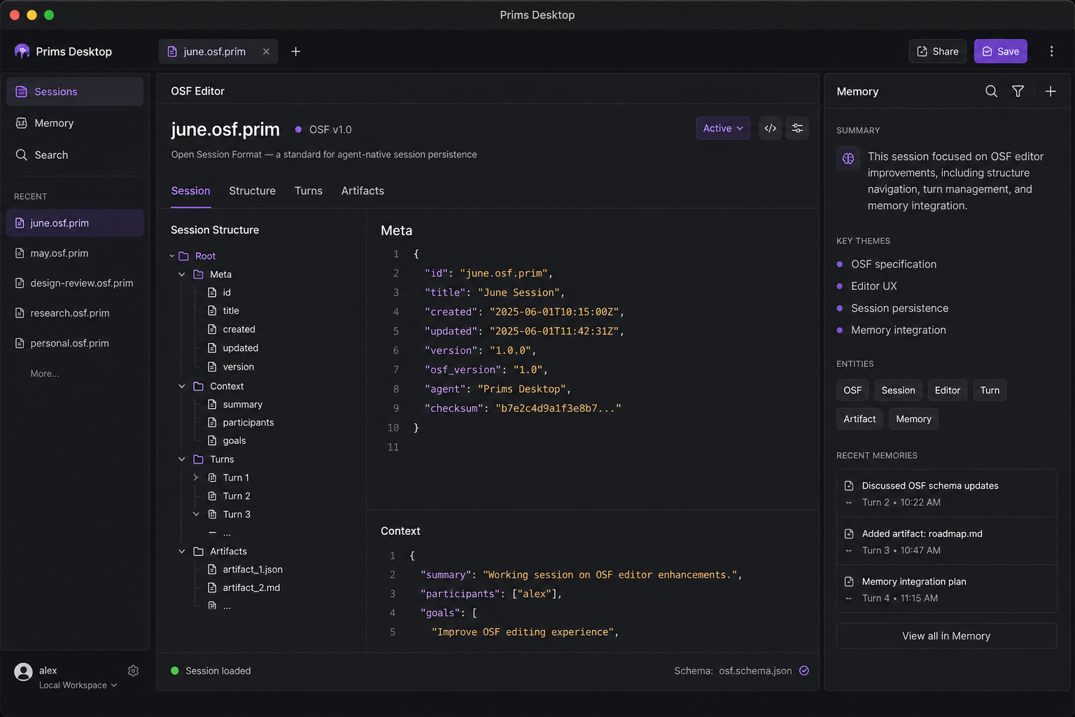 OSF session viewer