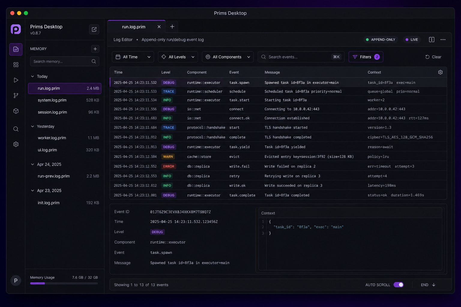 Log editor viewer