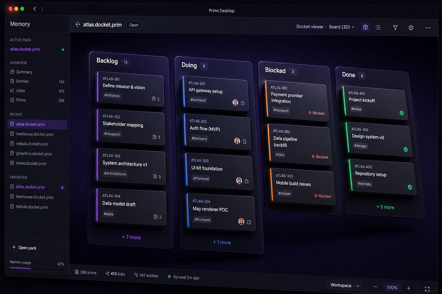 Docket viewer Board 3D view